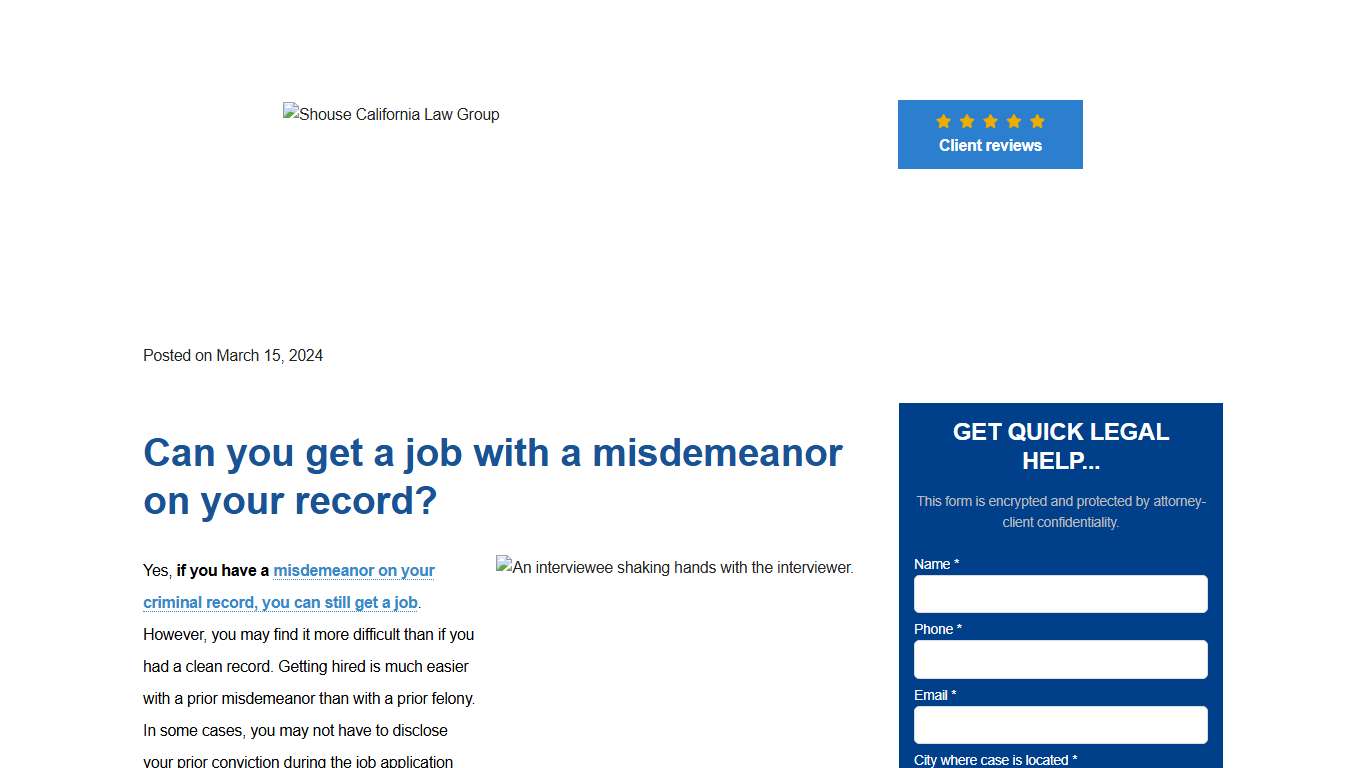 Can you get a job with a misdemeanor on your record?